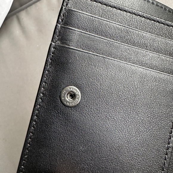 Saint Laurent wallet folding YSL 562796 baby cat leopard pattern zip rouge black - Picture 8 of 9